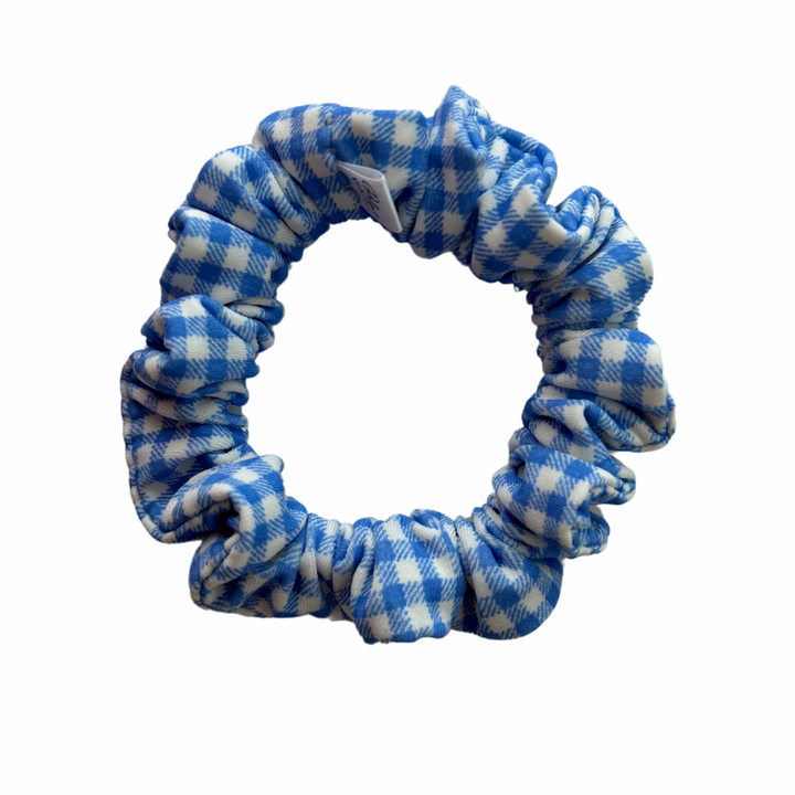 Swim Scrunchie, Skinny Scrunchie, Blue Gingham Scrunchie, Hair Accessory