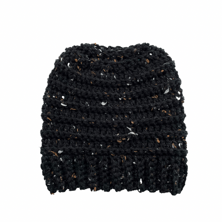 Black Tweed Messy Bun Toque